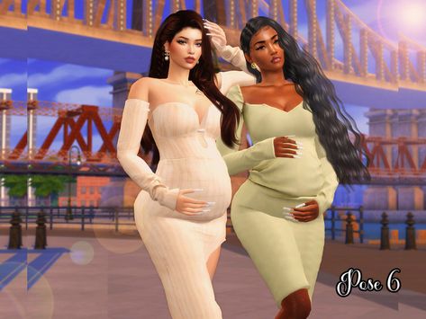 Diva Pose, Sims Pregnant, Pregnant Best Friends, Ballerina Poses, Ts4 Poses, Sims 4 Tattoos, Sims 4 Family, Maternity Clothes Fashionable, Free Sims 4