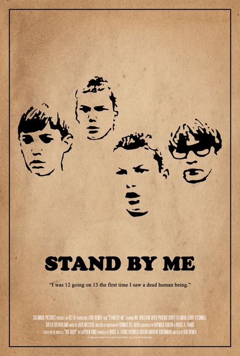 Stand By Me Drawing, Cover Art Drawing, Stand By Me Poster, Drawing Movie, Jerry O'connell, Me Cover, Corey Feldman, Wil Wheaton, Movie Tattoo