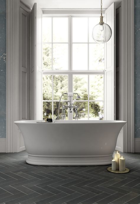 Bath Under Window, All White Bathroom, Double Ended Bath, Traditional Baths, Arts And Crafts House, Standing Bath, Hudson Reed, Freestanding Bath, Dream Bathrooms