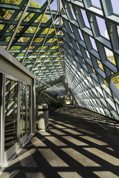 The Seattle Public Library Seattle Public Library, Public Library, Cityscape, Seattle, Entrance, Architecture