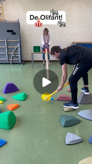 Jari Kouwen on Instagram: "Een olifant losgelaten bij jou in de gymles? 🐘🎪  Aan fantasie geen gebrek tijdens dit spel! ✨ Met de SteppingStones van @mdsportnl een extra uitdaging binnen jouw gymles!   #gymdocent #basisschool #middelbareschool #gym #meester #juf #onderwijs #vj #fypシ #viral #groep #sport #spelletje #gymles #bewegen #lesidee #klas #december #fanatasie #groep1 #groep2 #kleuters #olifant" Gym, On Instagram