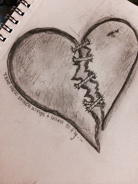 Break Up Doodles, Stitched Heart Drawing, Secrets I Have Held In My Heart Drawing, Heart Break Drawing Base, Love Heart Drawing Aesthetic, Grunge Heart Drawing, Finish The Heart Drawing, Drawing About Heart Break, Heartbreak Doodle