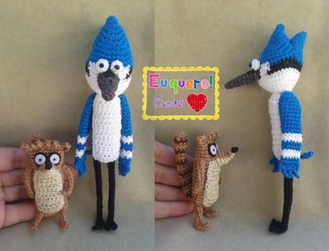 Regular Show Crochet, Mordecai And Rigby, Creepy Toys, Bullet Journal Paper, Regular Show, Love Crochet, Cute Crochet, Art Toy, Crochet Toys