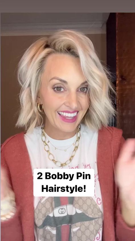 2 Bobby Pin Hairstyle! #hairstyletutorial #easyhairstyles #quickhairstyles #hairstyleideas #bobhairstyles | Who What Kare | 2 Bobby Pin Hairstyles, Bobby Pin Hairstyles For Short Hair, Short Hair Up, Short Hairstyles Fine, Bobby Pin Hairstyles, Quick Hairstyles, Fine Hair, Up Hairstyles, Bob Hairstyles