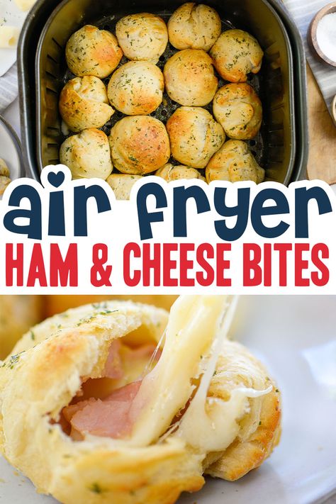 Ham And Cheese Bites, Stuffed Ham, Air Fryer Ham, Fried Ham, Ham And Cheese Croissant, Pillsbury Recipes, Air Fried Food, Air Fryer Oven Recipes, Biscuit Dough