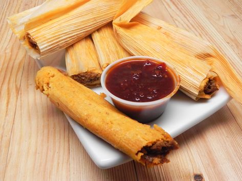 Homemade Beef Tamales Ground Beef Tamales Recipe, Beef Tamales Recipe, Beef Tamales, Tamales Recipe, Homemade Tamales, Tamale Recipe, Dried Corn, Hot Tamales, Hot Pepper Sauce