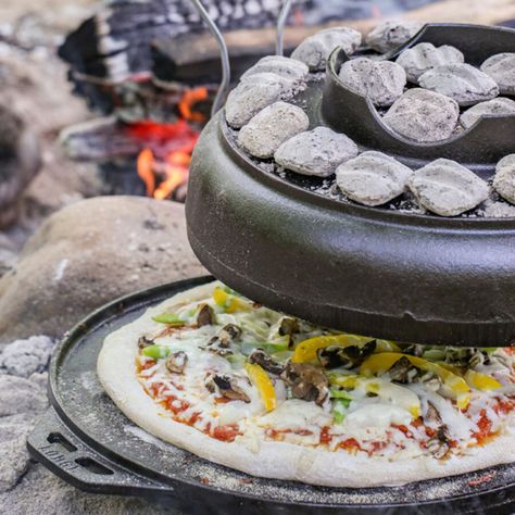 Lodge Cook It All Recipes, Campfire Pizza, Lodge Cast Iron, Dutch Oven Cooking, Camp Food, Fire Cooking, Iron Cookware, Campfire Cooking, How To Make Pizza