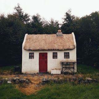 A Well Traveled Woman, Cottage Cabin, Thatched Roof, Cabins And Cottages, Red Door, Cabin In The Woods, Small Homes, Small Houses, Cabins In The Woods