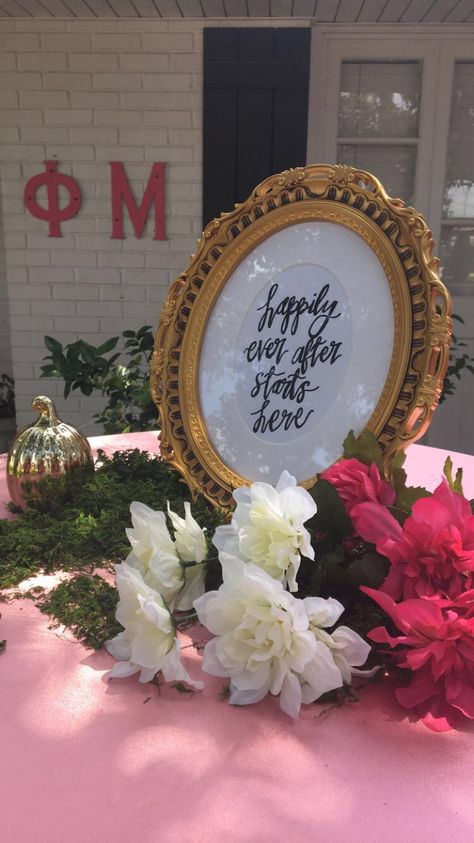 Fairy Bid Day Theme, Recruitment Philanthropy Round Decorations, Fairytale Bid Day Theme, Princess Bid Day Theme, Spring Formal Themes Sorority, Sorority House Interior Design, Floral Bid Day Theme, Bid Day Ideas Sorority, Tea Party Bid Day