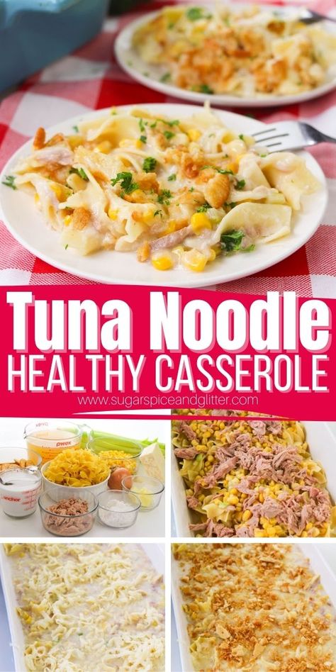 Cleaned-Up Tuna Noodle Casserole ⋆ Sugar, Spice and Glitter Tuna Noodle Casserole Recipe, Noodle Casserole Recipes, Canned Soup, Tuna Noodle, Ritz Cracker, Tuna Noodle Casserole, Dill Sauce, Healthy Casseroles, Noodle Casserole