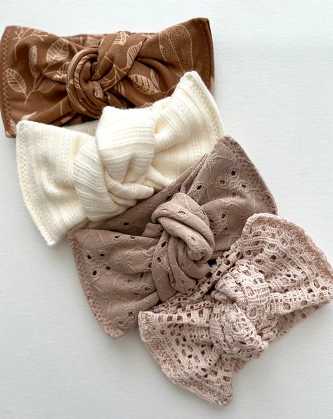 Neutral Tones Head Wraps Baby Turban Bow Hand-tied Chunky - Etsy Baby Hair Ties, Simple Headbands, Baby Turban, Baby Hair Accessories, Baby Bow, Baby Sister, Nylon Headbands, Eyelet Lace