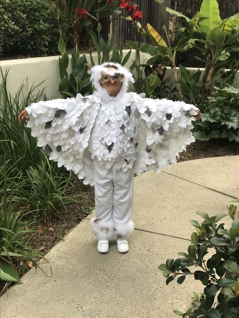 Snowy Owl Costume, White Bird Costume, White Owl Costume, Snow Owl Costume, Owl Costume Kids, Owl Costume Diy, Owl Costumes, Hedwig Costume, Owl Halloween Costumes