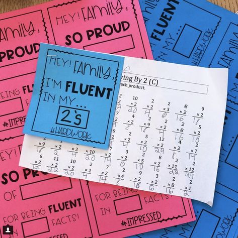 Get rid of mad minutes, and try this instead! I watch my students as they’re taking the test. If they’re skip counting, using touch points, drawing pictures, or just getting the wrong answers, then they’re not fluent. If they can finish the page from memory, even if the recall is slow, then I call it fluent. Check out my positive parent notes home, and fluency tracking bulletin board. 3rd grade math, multiplication facts, memorizing math facts, classroom decor, classroom set up, bulletin board Multiplication Pbl 3rd Grade, Multiplication Facts Bulletin Board Tracker, Touch Math Multiplication, Multiplication Fact Fluency Tracking, Multiplication Fact Tracker, Math Fact Fluency Bulletin Board, Multiplication Fluency Tracker, Multiplication Mastery Display, Third Grade Math Bulletin Board