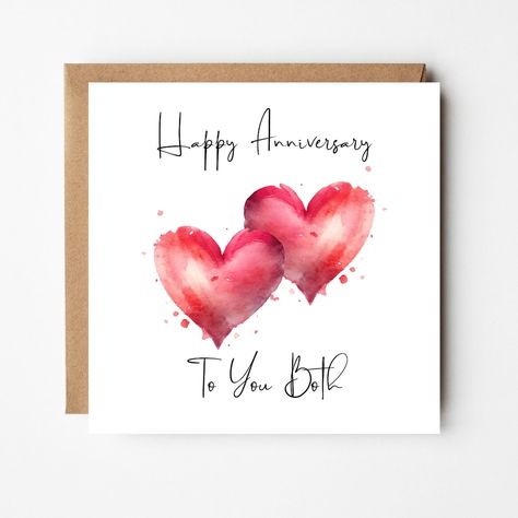 Happy Anniversary Card to You Both Greeting Card for a - Etsy Canada Watercolor Anniversary Card, Homemade Anniversary Cards, Anniversary Cards For Couple, Watercolour Heart, Happy Anniversary Card, Painted Cards, Anniversary Cards Handmade, Breakfast Meals, Watercolor Birthday Cards