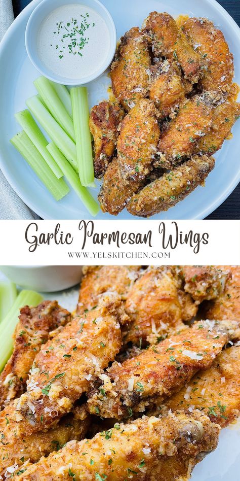 Panko Chicken Wings, Fried Chicken Wings Recipe Crispy, Chicken Wing Sauce Ideas, Garlic Parm Wing Sauce, Oven Fried Wings, Wings Recipe Crispy, Pan Fried Chicken Wings, Garlic Parm Wings, Wing Flavors