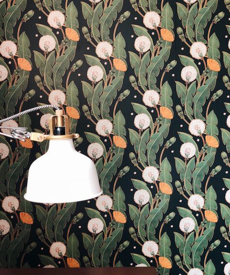 Dandelions Wallpaper in Summer Nights from the Wallpaper Republic Collection by Milton & King Dandelions Wallpaper, Boutique Wallpaper, Dandelion Wallpaper, Modern Wallpaper Designs, Dandelion Designs, Commercial Wallpaper, The Wallpaper, Wallpaper Calculator, Bright Flowers