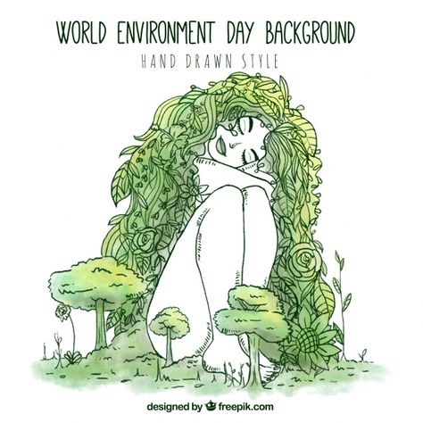 World environment day background in hand-drawn style Free Vector Iphone Wallpaper Illustration, World Environment Day Posters, Revolution Poster, World Art Day, Earth Drawings, Words To Describe Someone, Happy Mothers Day Wishes, Save Trees, Mother Day Wishes