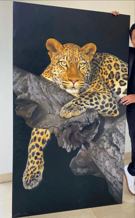 Big Cats Art Painting, Black Jaguar Painting, Jaguar Painting, Exotic Animals Art, Panther Painting, Designer Painting, Regard Animal, Buddha Painting Canvas, Leopard Painting