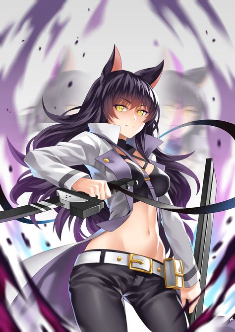 Blake, Mk Espiritu on ArtStation at https://www.artstation.com/artwork/L2kykP Rwby Blake, Tales Of Berseria, Touka Kirishima, Blake Belladonna, Mom Support, Rwby Fanart, Rwby Anime, Cyberpunk Art, Image Macro