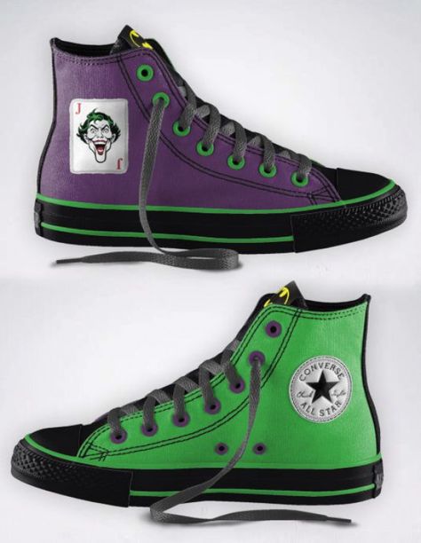 Joker converse for me! #men'sshoes #men's #shoes #converse Joker Theme, Joker Shoes, Cool Converse, Mens Converse, Shoe Converse, Geek Clothes, Converse Shoes Womens, Painted Sneakers, Star Converse