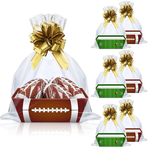 PRICES MAY VARY. Package Included: you will receive 6 football baskets for gifts empty, 6 pieces of cellophane wraps, 6 pieces of pull bows, enough to meet your Rugby gift packaging needs; Attention: please confirm the size before purchasing Rugby Themed Design: our Rugby gift basket empty presenting 2 designs, 3 pieces for each; Both sides of the handle design, easy to take, stackable when not in use, space saving Size Detail: gift basket is approx. 10 x 8 x 3.2 inch/ 25 x 20 x 8 cm, cellophane Football Themed Gift Basket Ideas, Senior Night Baskets Football, Family Night Basket, Popcorn Jewelry, Senior Night Gift Basket Ideas, Goodie Bag Gift Ideas, Senior Football Gifts, Football Gift Baskets, Cardboard Basket