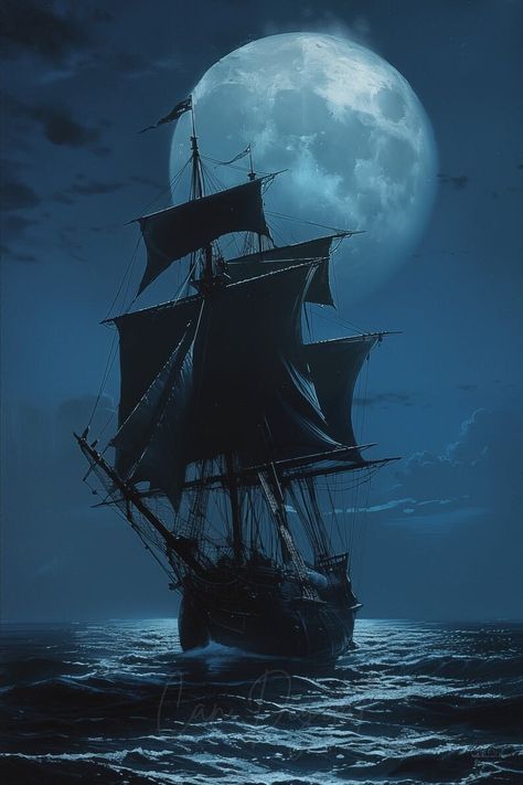 Moonlit Pirate Ship Voyage Nautical Digital Art Print Night Ocean Scene Mystical Wall Decor Maritime Art S25 - Etsy Turkey Pirate Ship Digital Art, Ships At Night, Pirate Athstetic, Pirates Aesthetic, Ships Aesthetic, Dark Nautical Aesthetic, Ghost Ship Art, Ship Aesthetic, Pirates Ship