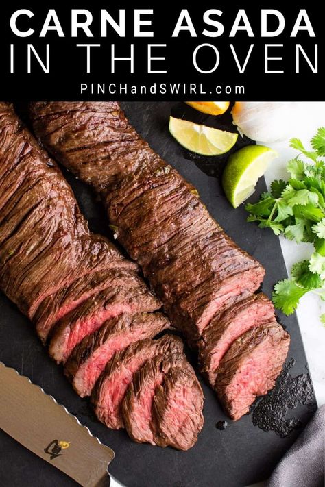 Carne Asada in the Oven Easy Carne Asada, Carne Asada Steak, Carne Asada Marinade, Carne Asada Fries, Carne Asada Recipes, Steak In Oven, Cast Iron Grill Pan, Iron Grill, Cast Iron Grill