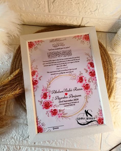 Nikah nama frame Dm me for order Contact -7905869506 #nikahnama #thumbimpression #thumbboard #nikahmirror #nikahdopatta #nikahsignaturepen #nikahdupatta #nikahbooklet #nikah #nikaahpen Nikah Frame, Muslim Nikah, Watercolor Flowers Tutorial, Flowers Tutorial, Flower Tutorial, Finding Peace, Wedding Card, Frame Design, Dm Me