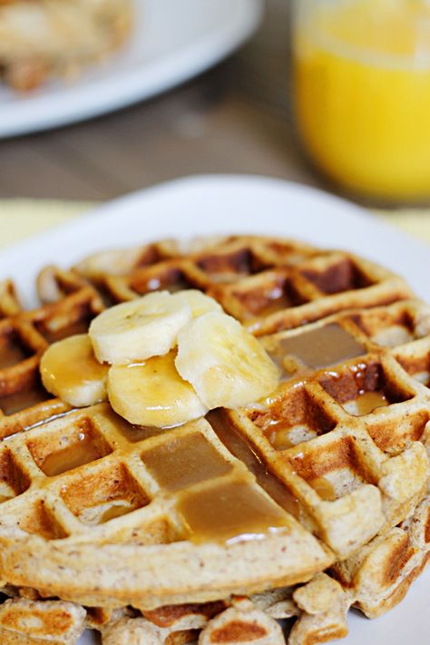 Banana Waffles with Peanut Butter Maple Syrup | Fabtastic Eats Where Did The Weekend Go, Peanut Butter Maple Syrup, Banana Waffles, Waffle Ingredients, Crepes And Waffles, Muffin Cake, Presentation Ideas, What's For Breakfast, Domestic Goddess