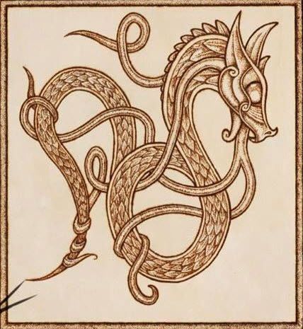 Celtic Dragon Knot                                                                                                                                                                                 More Celtic Dragon Design, Nordic Dragon, Norse Dragon, Celtic Dragon Drawing, Celtic Knot Dragon, Celtic Dragon Tattoos, Arte Viking, Backpiece Tattoo, Celtic Artwork