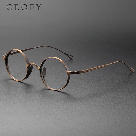 Ceofy Men Titanium Round Eyeglasses Frame Myopia Optical Prescription Fashion Glasses Frame for High