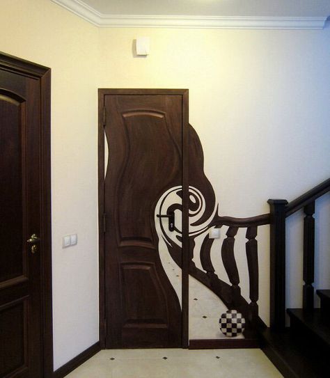 Funny Pics, Cool Stuff ~ Surrealistic door staircase painting Fran Bow, Funky House, Goth Home, Goth Home Decor, Deco Originale, Beautiful Interior Design, Gothic House, Painted Doors, Dream House Decor