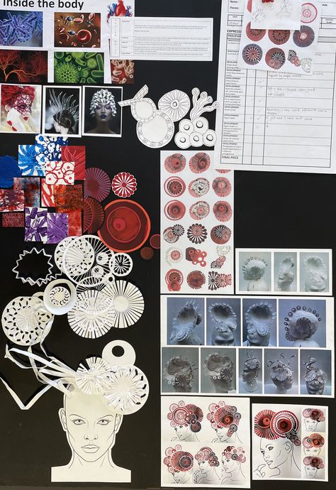 Human Interaction Art, Textiles Designer Research Page, Textiles Research Page Layout, Jewellery Sketchbook, Paper Headpiece, Alevel Textiles Sketchbook, Artist Research Page A Level Textiles, Natural Forms Gcse, Alevel Textiles Final Piece