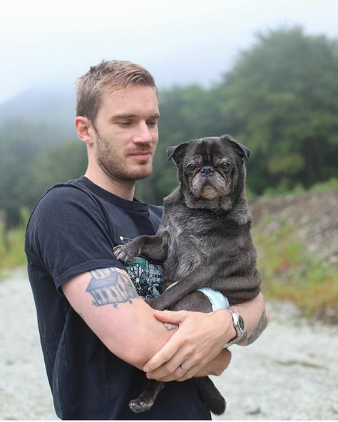 PewDiePie and cute Edgar Cute Edgar, Pewdiepie, Markiplier, Youtubers, French Bulldog, Pet, Dogs, Animals