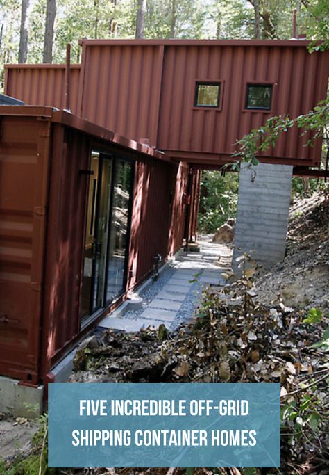 Unique examples of shipping container homes that were built off-the-grid and are self-sustaining to various degrees Inside Tiny Houses, Cargo Container Homes, Shipping Container Cabin, Storage Container Homes, Container Cabin, Tiny House Interior Design, Container Garden Design, Shipping Container House Plans, Tiny House Layout