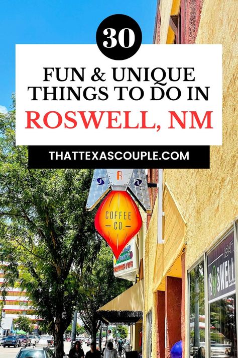 Planning a trip to Roswell? This post outlines all of the fun things to do in Roswell, New Mexico. We've included outdoor activities, museums, and, of course, all of the UFO and alien fun you could possibly want. New Mexico travel | Roswell New Mexico | things to do in Roswell New Mexico | Roswell | Roswell aliens | things to do in New Mexico | Roswell NM | Roswell aesthetic | things to do in Roswell NM | things to do in Roswell NM with kids | Roswell NM attractions Roswell Aesthetic, New Mexico Travel, Travel 2024, Roswell New Mexico, Usa Cities, Usa Travel Guide, Road Trip Hacks, Usa Travel Destinations, Aesthetic Things