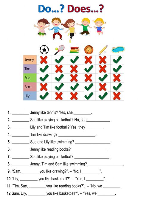 Do Does Worksheet Grade 2, Like Likes Worksheet, Do And Does Worksheet, English Worksheets For Grade 5, Do Or Does Worksheet, Do Does Worksheet, Do Does, Do Like, Kindergarten Phonics Worksheets