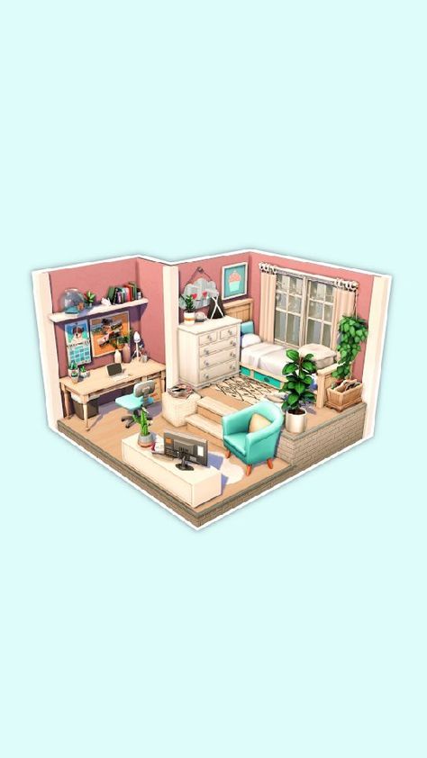 sunnysimsie on Instagram: a small bedroom for a student! my entry for the #ninthiesims1k challenge by @ninthiesims 🥰 ☀️Gallery ID: sunnysimsieYT ☀️Reshade: dove… Sims 4 Dorm House, Cute Sims 4 Rooms, Sims 4 Student House, Sims 4 Dormitory, Student Housing Sims 4, Sims 4 Inspiration, Sims Stories, Lavender Aesthetic, Sims 4 Bedroom