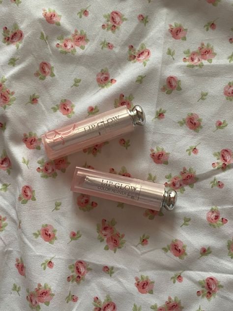 Coquette Lip Balm, Dior Lip Balm Aesthetic, Dior Lip Glow Aesthetic, Coquette Makeup Products, Aesthetic Lip Balm, Lip Balm Aesthetic, Coquette Gifts, Dior Lip Balm, Floral Bed Sheets