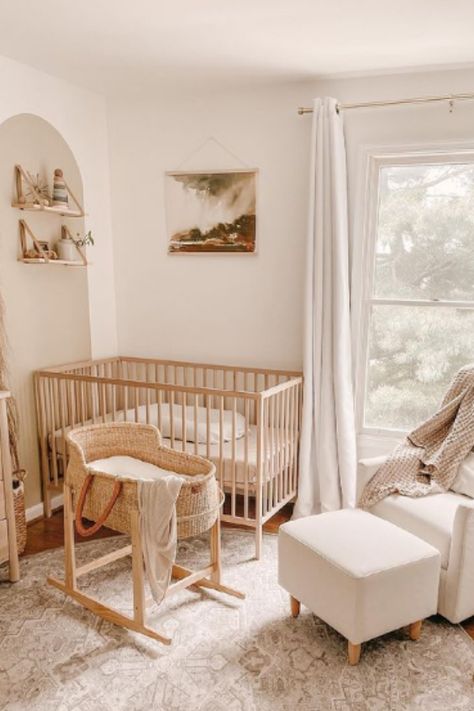 Here are 25 IKEA nursey ideas to inspire your nursery design, so you can create a nursery that's lovely and affordable. Nursery With Ikea Crib, Ikea Sniglar Crib Nurseries, Ikea Björksnäs Dresser Nursery, Small Boho Nursery Ideas, Nursery Party Ideas, Ikea Newborn Room, Japanese Nursery Room, Natural Crib Nursery, Rental Nursery Ideas