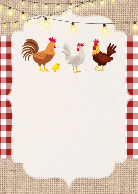 Cute chicken theme invitation | PosterMyWall Chicken Themed Birthday Party, Chicken Birthday Party, Chicken Party, Grand Opening Invitations, Farm Invitation, Invert Colors, Cute Chicken, Promotional Flyers, Cute Chickens