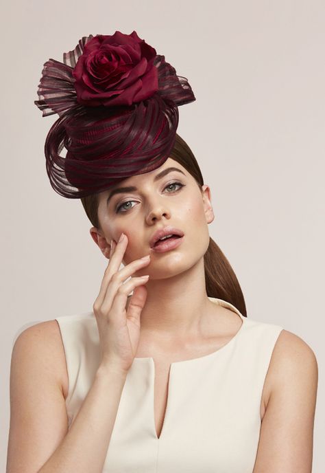 Rose & Wrap Cocktail Hat | Juliette Botterill Millinery SS 2018 Race Day Hats, Derby Outfits, Occasion Hats, Silk Peonies, Kentucky Derby Hats, Cocktail Hat, Fancy Hats, Floral Headpiece, Stylish Hats