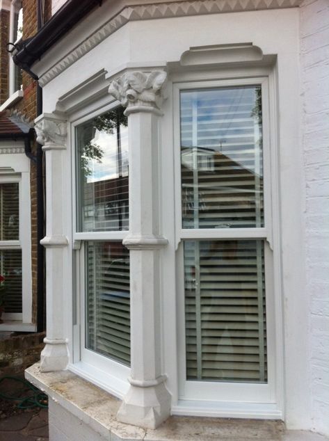 UPVC Sash Windows Enfield | Double glazed sash windows Upvc Sash Windows, Double Glazed Sash Windows, Roof Cap, Glazed Windows, Window Shutters, Double Glazed Window, Sash Windows, Bay View, Window Blinds