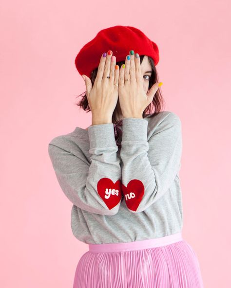 Heart Clothing, Simple Sweatshirt, Diy Heart, Plain Sweatshirt, Oh Happy Day, Diy Sweatshirt, Styled Stock Photography, Heart Patches, Simple Valentine