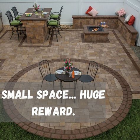 Patio Border Ideas, Backyard Pavers, Cambridge Pavers, Pavers Design, Cambridge Pavingstones, Pavers Backyard, Paver Designs, Patio Layout, Backyard Fire