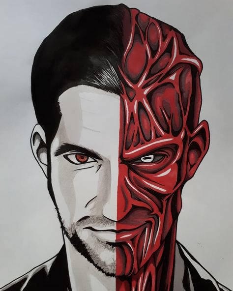 Antonio / Tozé on Instagram: “Lucifer Fanart #art #promarker #drawing #fanart #dessin #lucifer #devilface #red #doubleface #evil #tvshow #morningstar #comic #picoftheday…” Lucifer Fanart, Lucifer Morningstar, Mask, Red, On Instagram, Instagram, Art