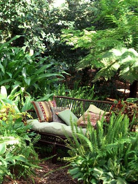 Summer is slowly winding down and fall will be here before you know it! Nothing beats reading a book... Creative Backyard, Garden Nook, Have Inspiration, The Secret Garden, Beautiful Backyards, Garden Seating, Lush Garden, Garden Bench, Garden Cottage