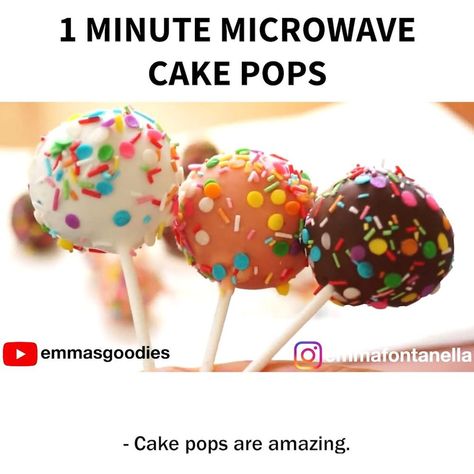 1 Minute Microwave CAKE POPS! The EASIEST way to make Cake Pops! | 1 Minute Microwave CAKE POPS! The EASIEST way to make Cake Pops! | By Emma's Goodies | Facebook Emmas Goodies, Emma's Goodies, 1 Minute Mug Cakes, Easy Cake Pops, Community Dinner, Make Cake Pops, Microwave Cake, Funfetti Cake Mix, Cake Pops How To Make