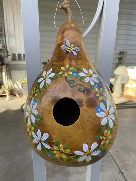 Gourd Birdhouse Ideas Painting Patterns, Gourd Bird Houses Painted, Birdhouse Gourds Ideas Painting Patterns, Gourd Art For Beginners, Gourd Painting Ideas, Painted Gourds Ideas, Birdhouse Gourds, Gourd Birdhouses, Halloween Gourds