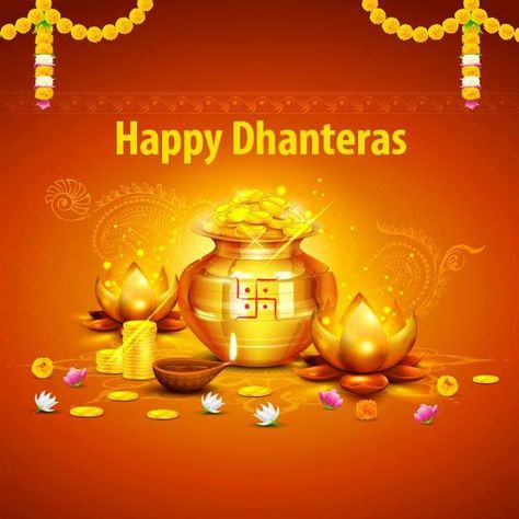 Wishing you and your family a very Happy Dhanteras! Dhanteras Puja Vidhi, Dhanteras Images, Happy Dhanteras Wishes, Happy Dhanteras, Buying Gold, Hindu Festivals, Diwali Festival, You Are Blessed, Indian Festivals